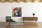 Kleurrijke Leeuw – Ontwerp 3 – Modern Canvas Schilderij – Vierkant Canvas Kunst voor de Muur
