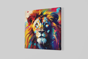 Kleurrijke Leeuw – Ontwerp 3 – Modern Canvas Schilderij – Vierkant Canvas Kunst voor de Muur