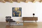 Vrouw in Goud en Grijs – Vierkante Canvas Wanddecoratie – Canvas Decoratie voor de Wand