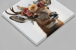 Hert met Bloemen – Vierkant Canvas Kunst voor de Muur