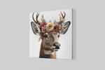 Hert met Bloemen – Vierkant Canvas Kunst voor de Muur