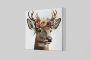 Hert met Bloemen – Vierkant Canvas Kunst voor de Muur