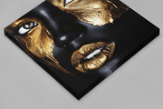 Vrouw in Vierkante Compositie – Modern Canvas Schilderij – Vierkant Canvas Kunstwerk voor het Interieur