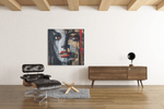 Vrouwengezicht – Ontwerp 5 – Modern Canvas Schilderij – Vierkante Canvas Wandkunst