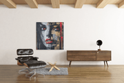 Vrouwengezicht – Ontwerp 5 – Modern Canvas Schilderij – Vierkante Canvas Wandkunst