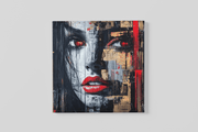 Vrouwengezicht – Ontwerp 5 – Modern Canvas Schilderij – Vierkante Canvas Wandkunst