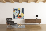 Abstracte Kunst Gezicht – Vierkante Canvas Wanddecoratie – Canvas Schilderij als Wanddecoratie