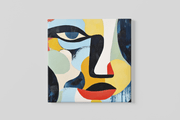 Abstracte Kunst Gezicht – Vierkante Canvas Wanddecoratie – Canvas Schilderij als Wanddecoratie
