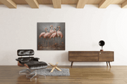 Flamingo's – Vierkant Canvas Kunstwerk voor het Interieur