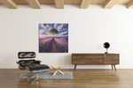 Lavendelveld – Modern Canvas Schilderij – Vierkant Canvas Kunst voor de Muur