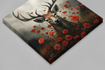 Hert en Bloemen – Vierkante Canvas Wandkunst