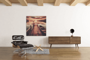 Zonsondergang – Ontwerp 3 – Vierkant Canvas Kunstwerk voor het Interieur