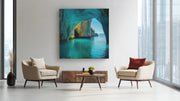 Blauwe Grot – Modern Canvas Schilderij – Vierkant Canvas Kunstwerk voor het Interieur