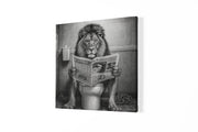 Leeuw in het Toilet – Canvas Schilderij als Wanddecoratie