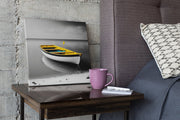 Houten Boot – Modern Canvas Schilderij – Vierkant Canvas Kunstwerk voor het Interieur