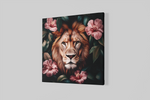 Leeuw met Bloemen – Canvas Schilderij als Wanddecoratie