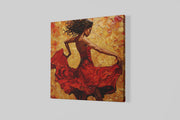Vrouw met Rode Jurk – Modern Canvas Schilderij – Vierkant Canvas Schilderij voor de Wand