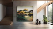 Abstracte Kunst Landschap – Vierkante Canvas Wanddecoratie – Canvas Wandkunst in Vierkante Uitvoering