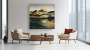 Abstracte Kunst Landschap – Vierkante Canvas Wanddecoratie – Canvas Wandkunst in Vierkante Uitvoering