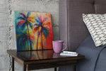 Kleurrijke Palmbomen – Modern Canvas Schilderij – Vierkant Canvas Schilderij voor de Wand