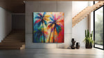 Kleurrijke Palmbomen – Modern Canvas Schilderij – Vierkant Canvas Schilderij voor de Wand