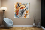 Schattige Vos – Modern Canvas Schilderij – Vierkant Canvas Kunstwerk voor het Interieur
