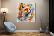 Schattige Vos – Modern Canvas Schilderij – Vierkant Canvas Kunstwerk voor het Interieur
