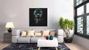 Portret van een Vrouw met Turkooizen make-up – Vierkante Canvas Wanddecoratie – Canvas Wandkunst in Vierkante Uitvoering