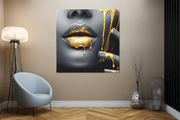 Vrouw met gele verf – Vierkant Canvas Kunstwerk voor het Interieur