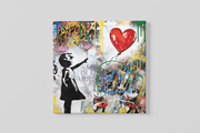 Banksy: Meisje met Ballon – Vierkante Canvas Wanddecoratie – Canvas Wanddecoratie in Vierkante Vorm
