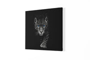 Grijze en Zwarte Luipaard – Vierkant Canvas Kunst voor de Muur