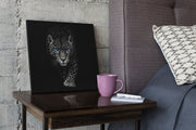 Grijze en Zwarte Luipaard – Vierkant Canvas Kunst voor de Muur