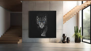 Grijze en Zwarte Luipaard – Vierkant Canvas Kunst voor de Muur