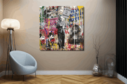 Banksy en Einstein – Modern Canvas Schilderij – Vierkante Canvas Wandkunst
