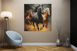 Rennende Paarden – Ontwerp 2 – Vierkant Canvas Kunstwerk voor het Interieur
