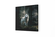 Witte Wolf – Canvas Wandkunst in Vierkante Uitvoering