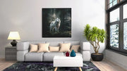Witte Wolf – Canvas Wandkunst in Vierkante Uitvoering