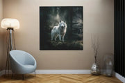 Witte Wolf – Canvas Wandkunst in Vierkante Uitvoering