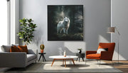 Witte Wolf – Canvas Wandkunst in Vierkante Uitvoering