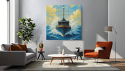 Stoere zeeschip – Modern Canvas Schilderij – Vierkante Canvas Wandkunst
