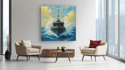 Stoere zeeschip – Modern Canvas Schilderij – Vierkante Canvas Wandkunst