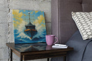 Stoere zeeschip – Modern Canvas Schilderij – Vierkante Canvas Wandkunst
