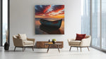 Boot en Rode Wolken – Canvas Decoratie voor de Wand