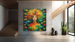 Meisje met kleurrijke Vissen – Vierkant Canvas Kunst voor de Muur