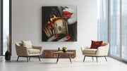 Brandend Geld – Modern Canvas Schilderij – Vierkant Canvas Kunstwerk voor het Interieur
