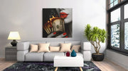 Brandend Geld – Modern Canvas Schilderij – Vierkant Canvas Kunstwerk voor het Interieur