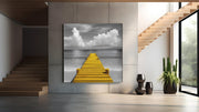 Gele Steiger aan Zee – Modern Canvas Schilderij – Vierkant Canvas Kunstwerk voor het Interieur