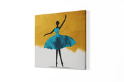 Dansende Ballerina Blauw – Vierkante Canvas Wandkunst