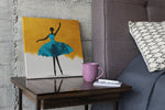 Dansende Ballerina Blauw – Vierkante Canvas Wandkunst
