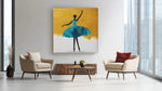 Dansende Ballerina Blauw – Vierkante Canvas Wandkunst